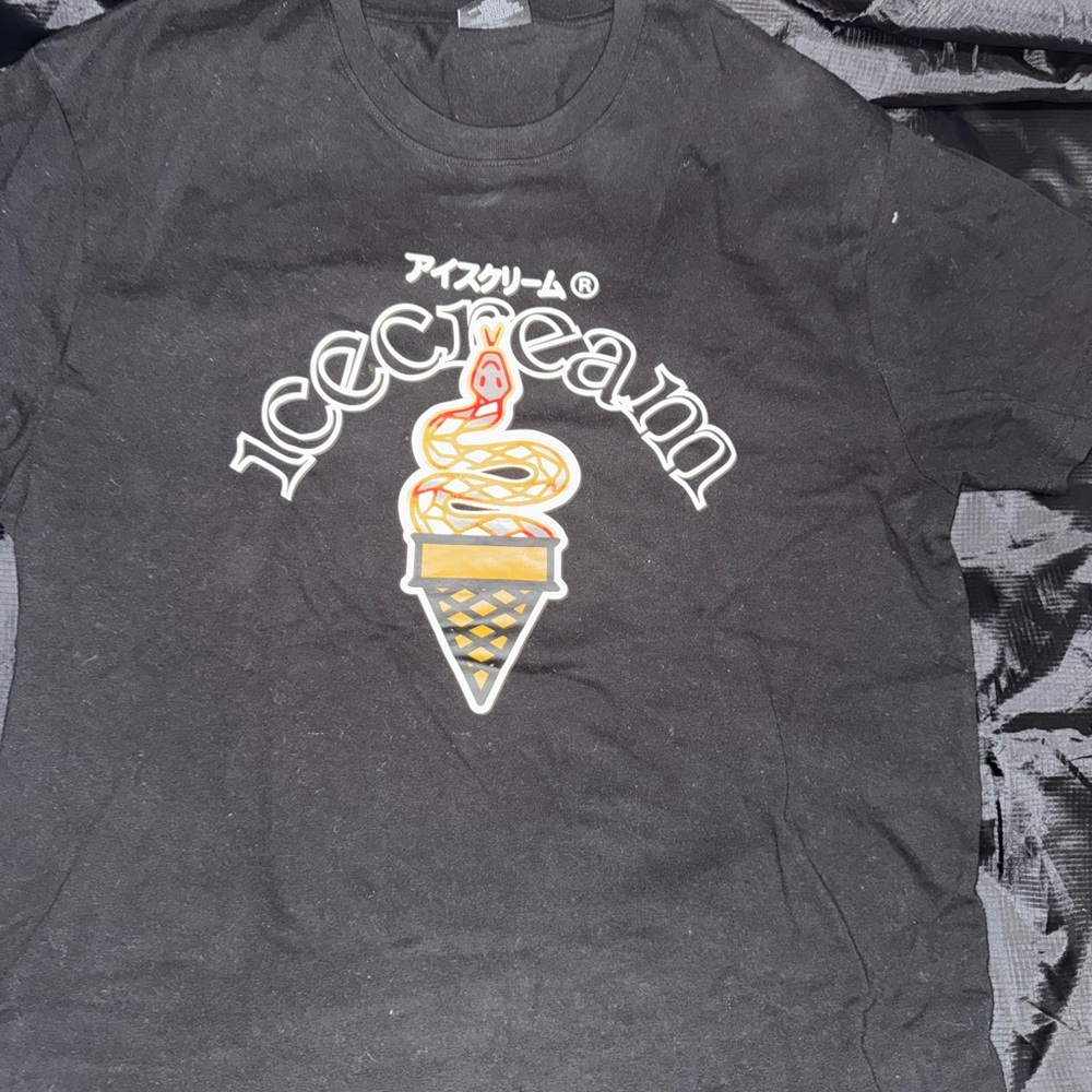 Black T-Shirt with Ice Cream Graphic